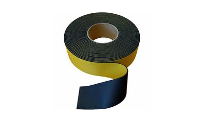 Cut solid rubber with adhesive